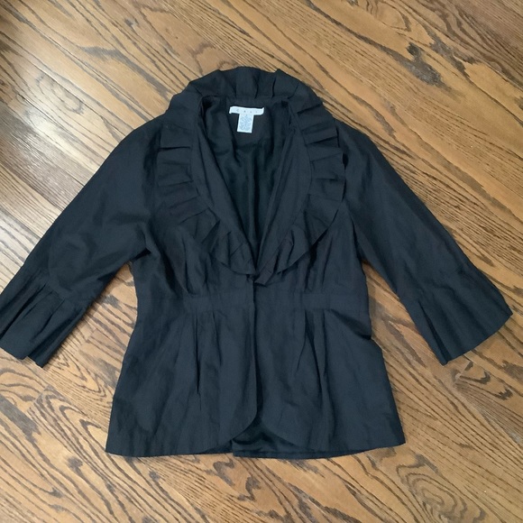 CAbi Cosette Black Ruffle Collar Shimmer Blazer Jacket Metallic S… - Picture 6 of 6